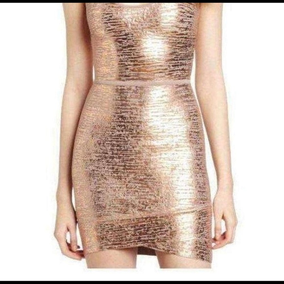 BCBG Gisela Criss Cross Foil Bodycon Dress sz S - Picture 4 of 11